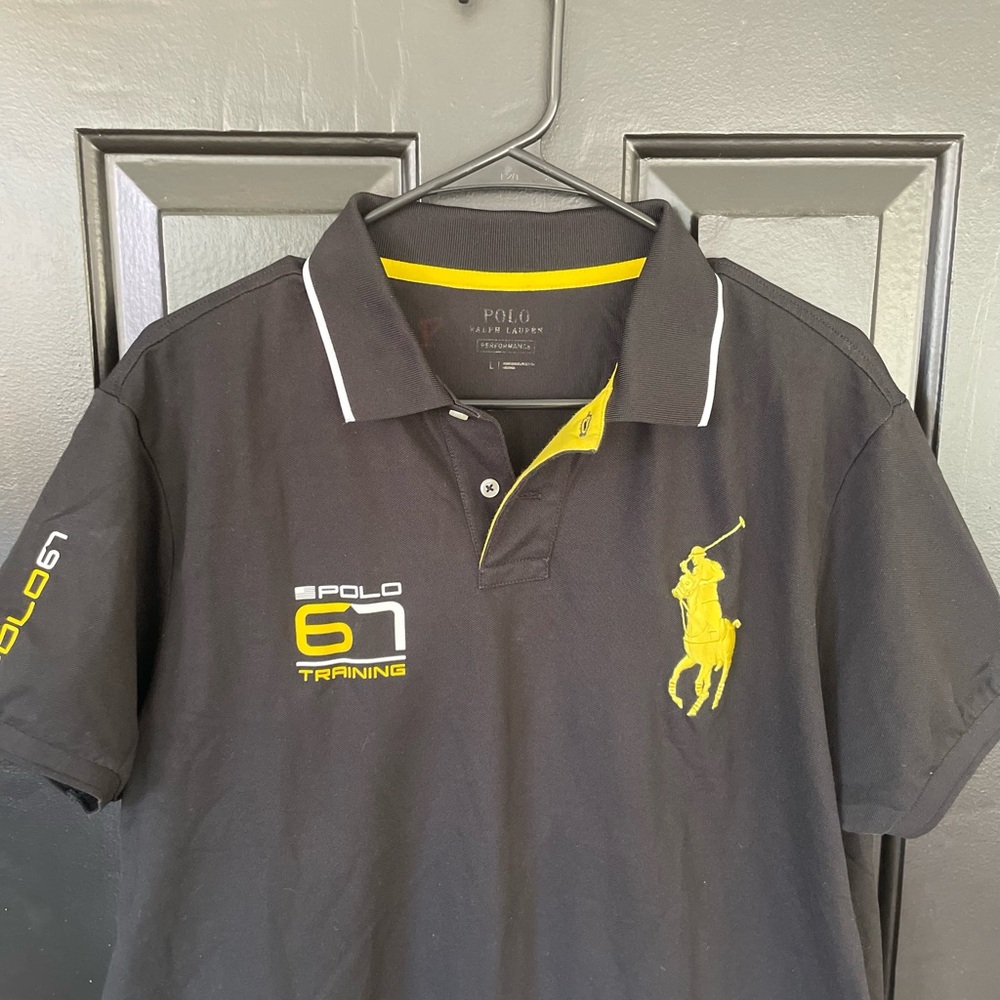 Polo By Ralph Lauren Black Polo With Yellow Accen… - image 1